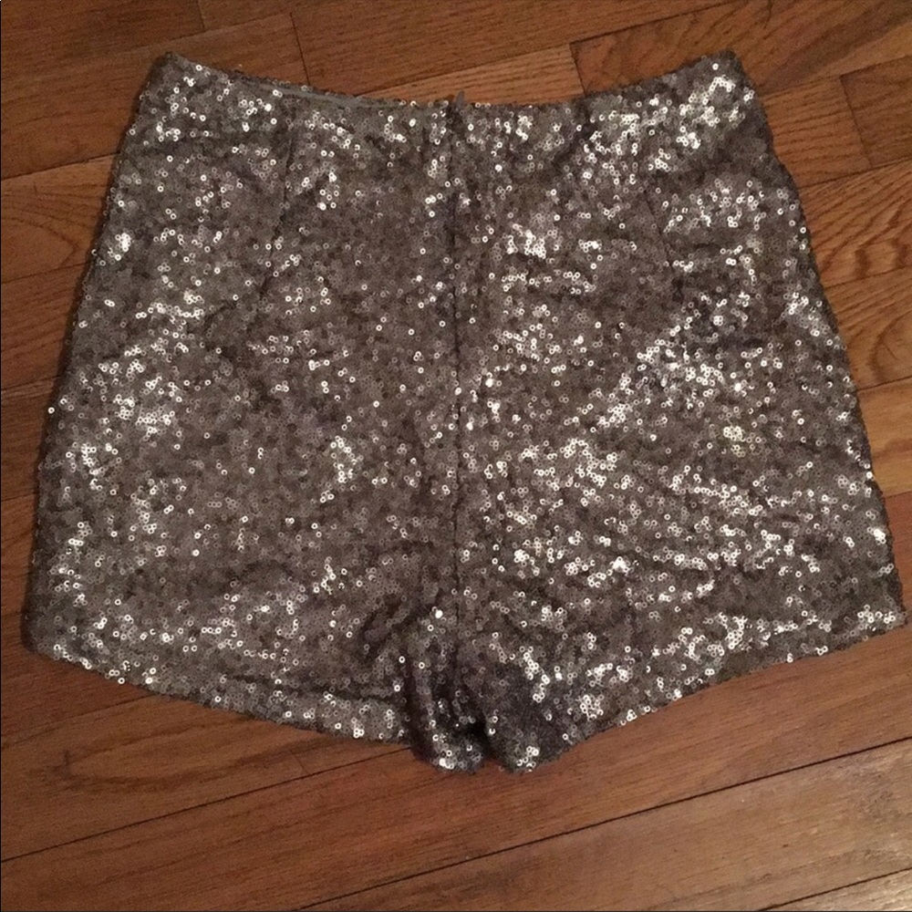 Silver sequin high-waisted shorts!